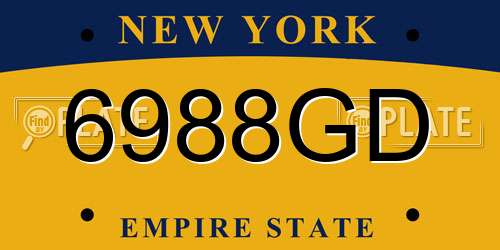 6988GD New York License Plate