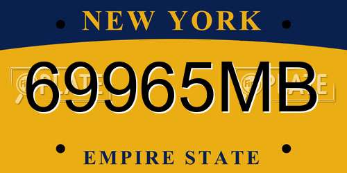 69965MB New York License Plate