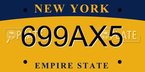 699AX5 New York License Plate