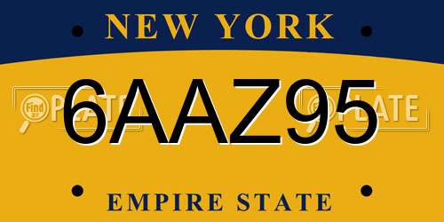 6AAZ95 New York License Plate