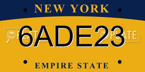 6ADE23 New York License Plate