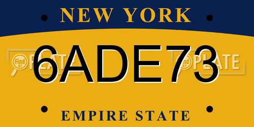6ADE73 New York License Plate