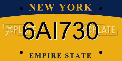 6AI730 New York License Plate
