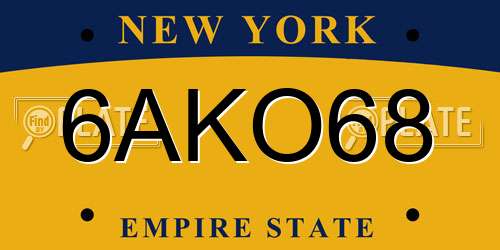 6AKO68 New York License Plate