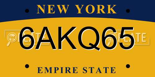 6AKQ65 New York License Plate