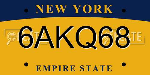 6AKQ68 New York License Plate