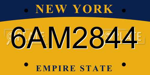 6AM2844 New York License Plate