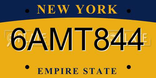 6AMT844 New York License Plate