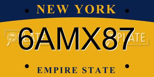 6AMX87 New York License Plate