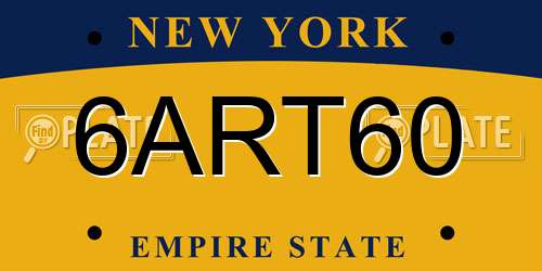6ART60 New York License Plate
