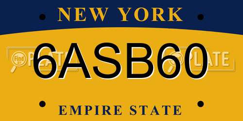 6ASB60 New York License Plate