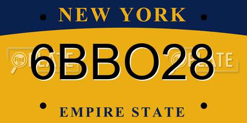 6BBO28 New York License Plate
