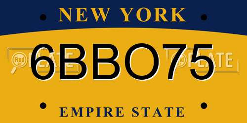 6BBO75 New York License Plate