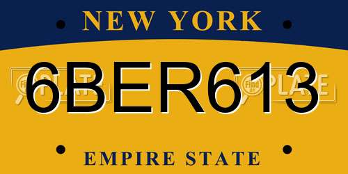 6BER613 New York License Plate