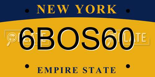 6BOS60 New York License Plate