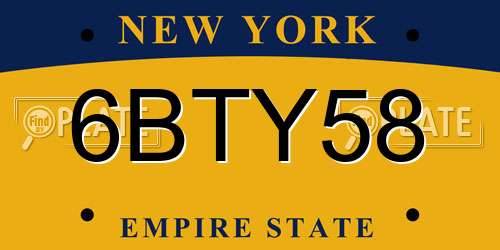 6BTY58 New York License Plate