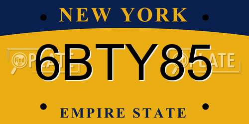 6BTY85 New York License Plate