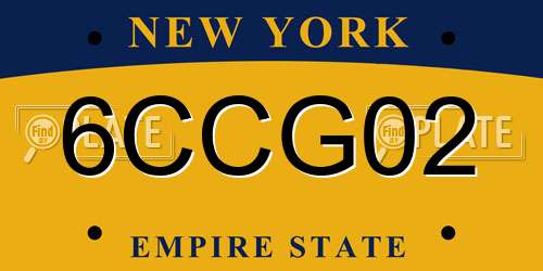 6CCG02 New York License Plate