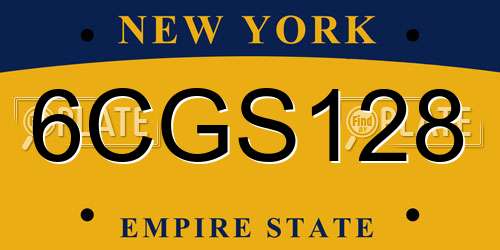 6CGS128 New York License Plate