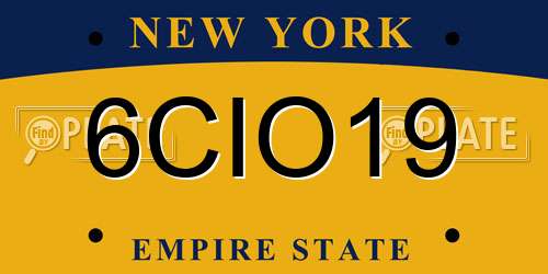 6CIO19 New York License Plate