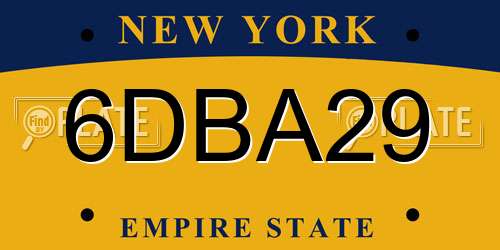 6DBA29 New York License Plate