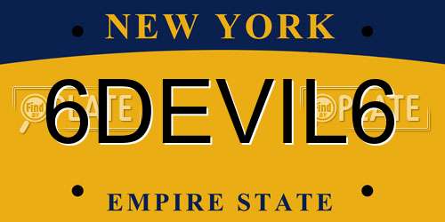6DEVIL6 New York License Plate