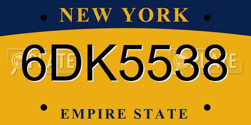 6DK5538 New York License Plate