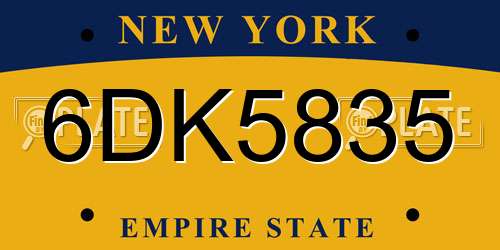 6DK5835 New York License Plate