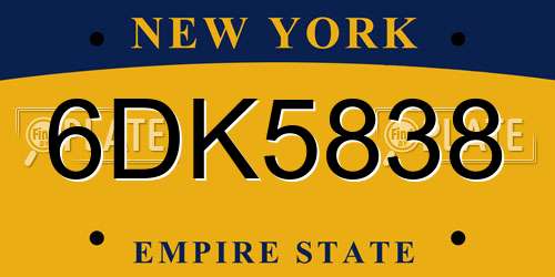 6DK5838 New York License Plate