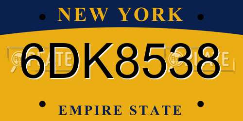 6DK8538 New York License Plate
