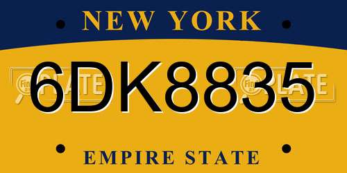 6DK8835 New York License Plate