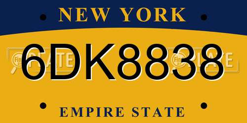 6DK8838 New York License Plate