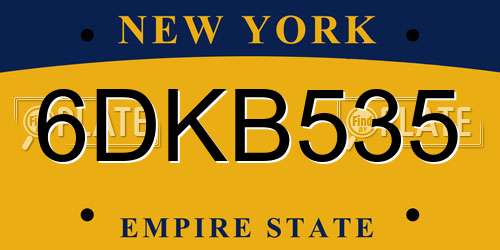 6DKB535 New York License Plate