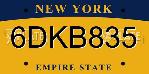 6DKB835 New York License Plate