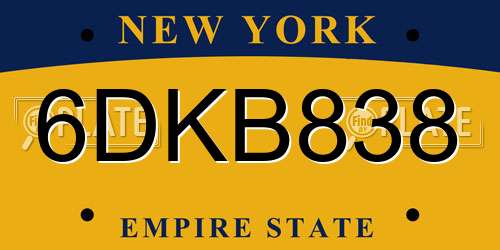 6DKB838 New York License Plate