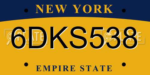 6DKS538 New York License Plate