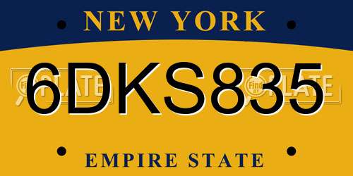 6DKS835 New York License Plate