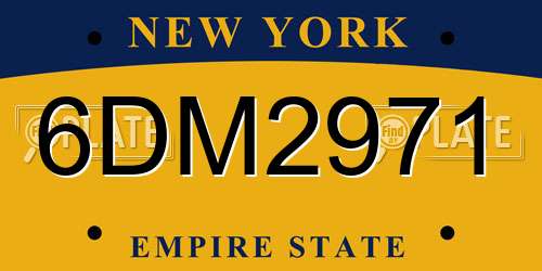 6DM2971 New York License Plate