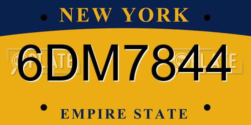 6DM7844 New York License Plate