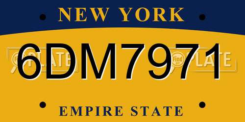 6DM7971 New York License Plate