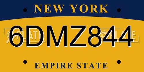6DMZ844 New York License Plate
