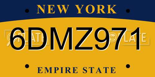 6DMZ971 New York License Plate