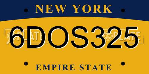6DOS325 New York License Plate