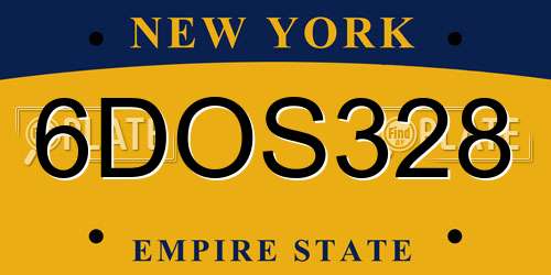 6DOS328 New York License Plate