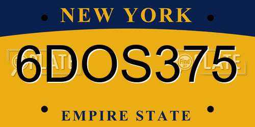 6DOS375 New York License Plate