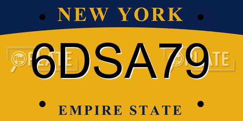 6DSA79 New York License Plate