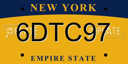 6DTC97 New York License Plate