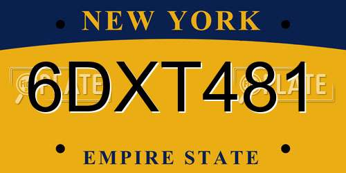 6DXT481 New York License Plate