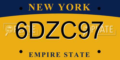 6DZC97 New York License Plate