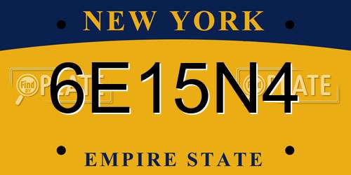 6E15N4 New York License Plate